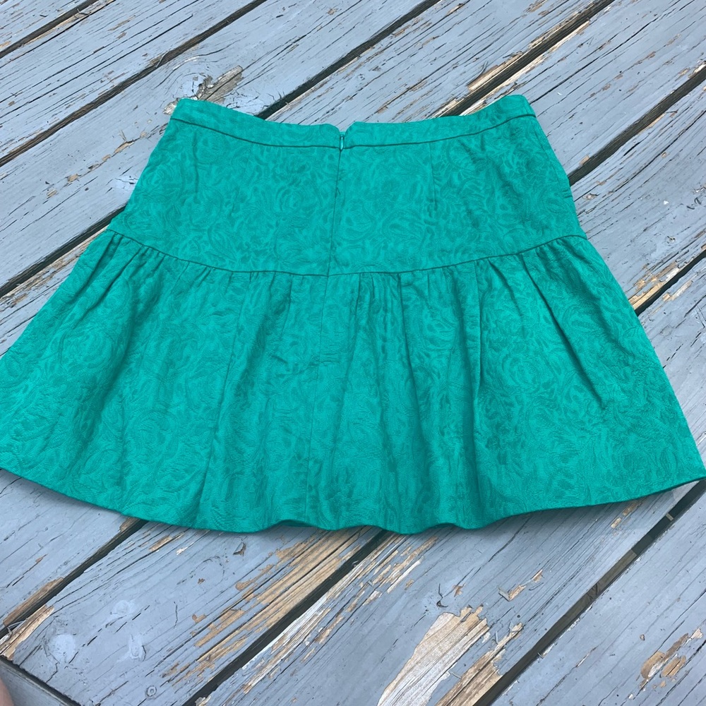 J. Crew green brocade skirt 6 drop waist black label EUC
